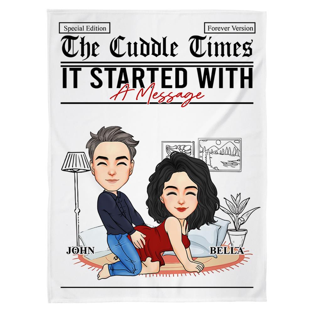 The Cuddle Time Personalized Blanket For Couple Nh00