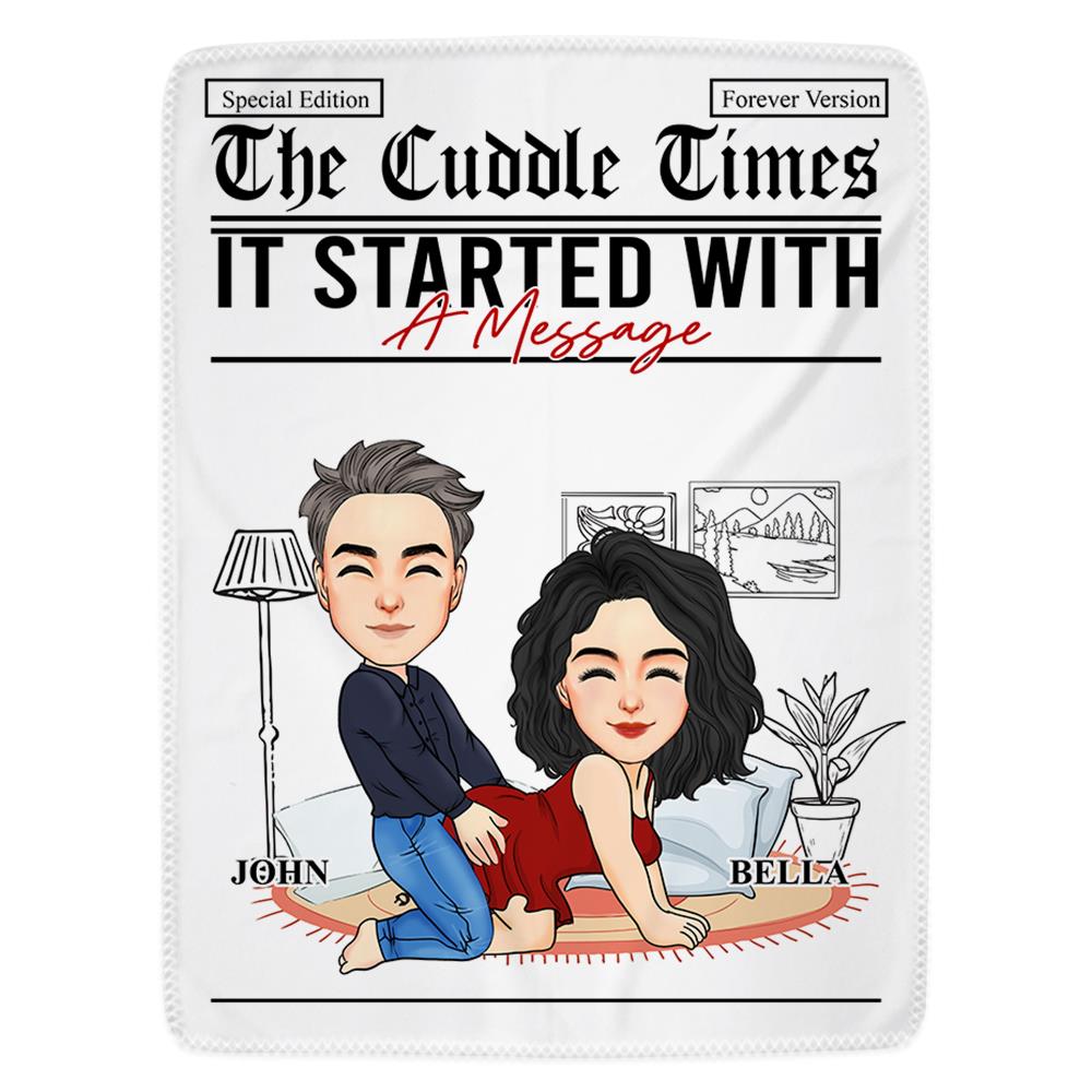 The Cuddle Time Personalized Blanket For Couple Nh00