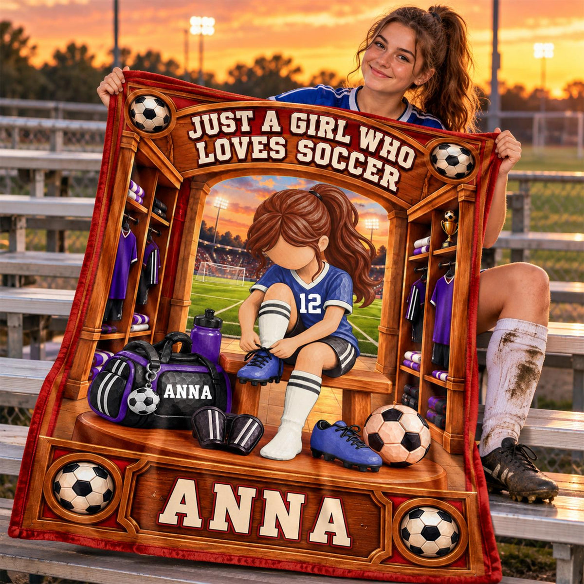 Personalized Soccer Player Blanket, Custom Name Soccer Player Gift Vr2 C2408 Hv01 DH09