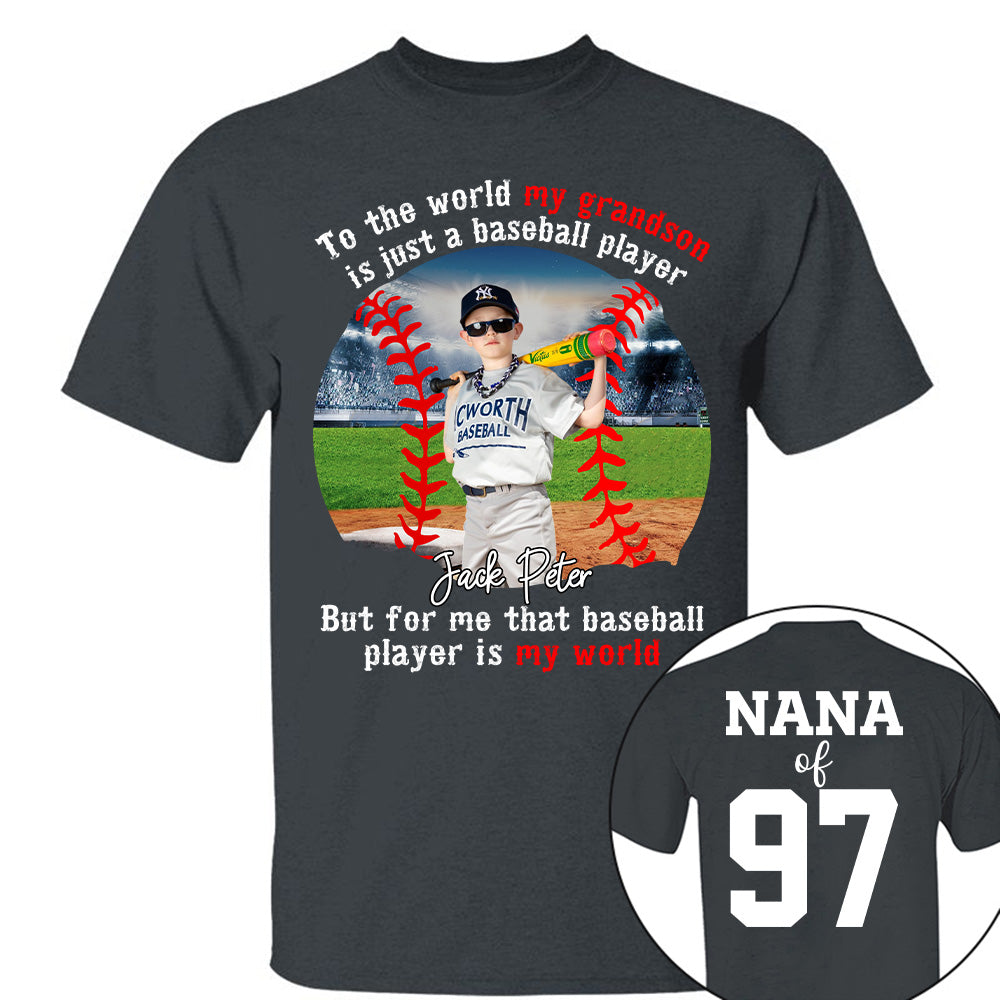My Baseball Player Is My World, Personalized Baseball Shirt, Baseball Grandma Shirt, Gift For Baseball Lover A2110 Tu20