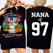 My Baseball Player Is My World, Personalized Baseball Shirt, Baseball Grandma Shirt, Gift For Baseball Lover A2110 Tu20