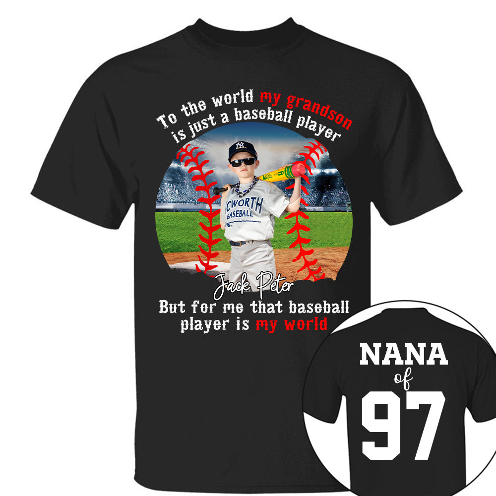 My Baseball Player Is My World, Personalized Baseball Shirt, Baseball Grandma Shirt, Gift For Baseball Lover A2110 Tu20