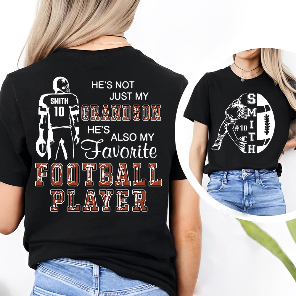 Not Just My Grandson, My Favorite Football Player, Custom Name & Number Football Shirt for Proud Mom, Grandma, Family A2110 Hv01