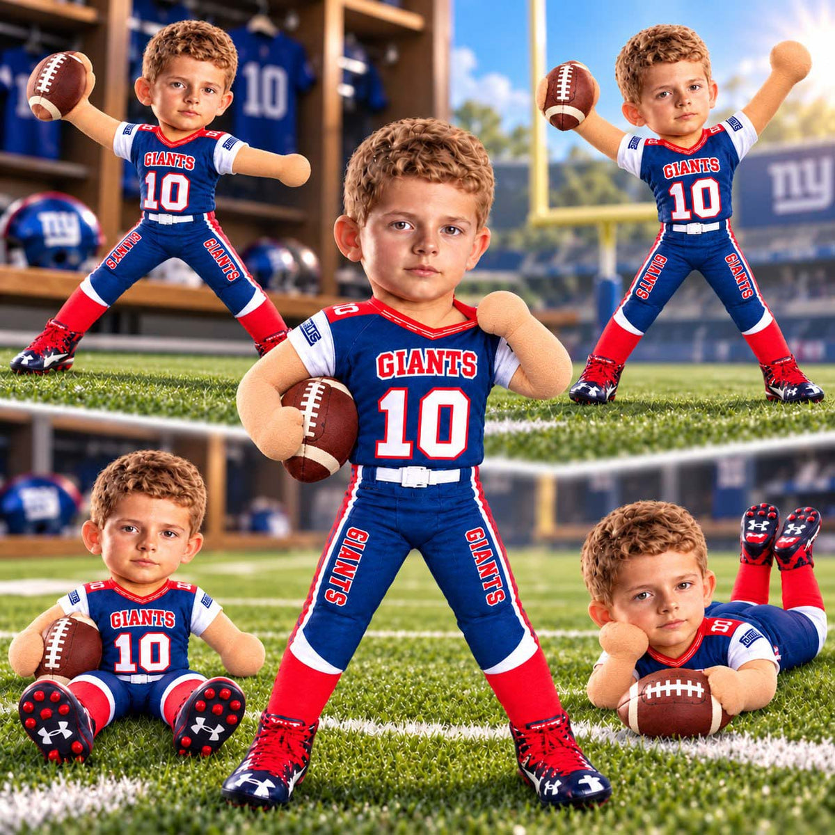 Personalized Football Squishy Toy Poseable Plush Doll, Funny Gift For Sport Lovers NA04 Pt99 NT01