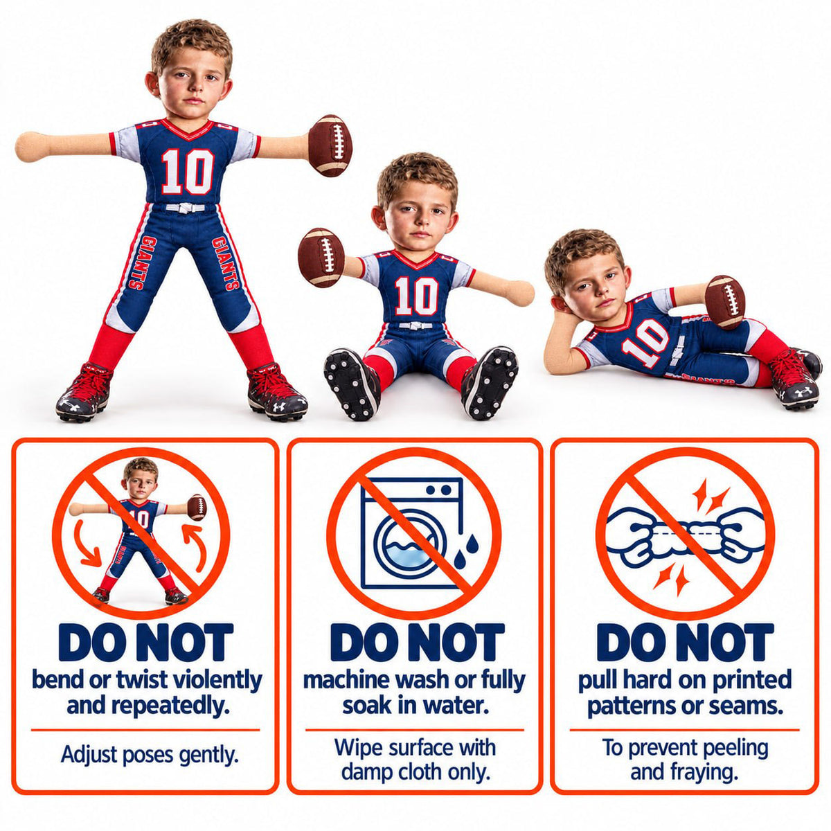 Personalized Football Squishy Toy Poseable Plush Doll, Funny Gift For Sport Lovers NA04 Pt99 NT01