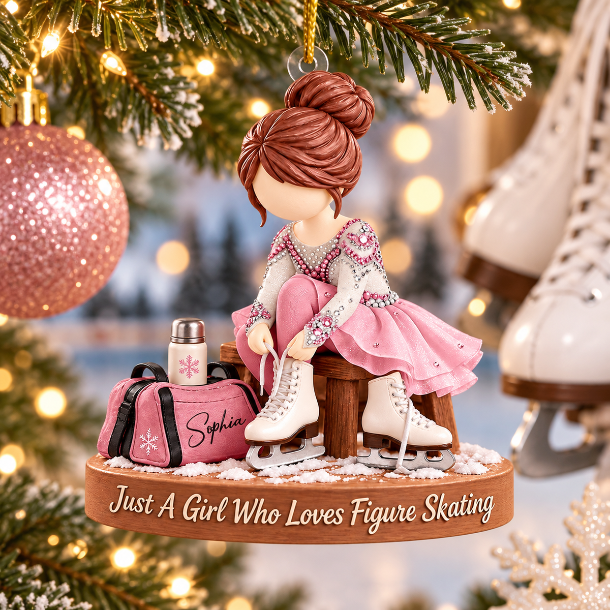 Just A Girl Who Loves Figure Skating, Personalized Figure Skating Ornament, Custom Player Name Gift, Gift For Figure Skating Players Figure Skating Lover MI209 VH01