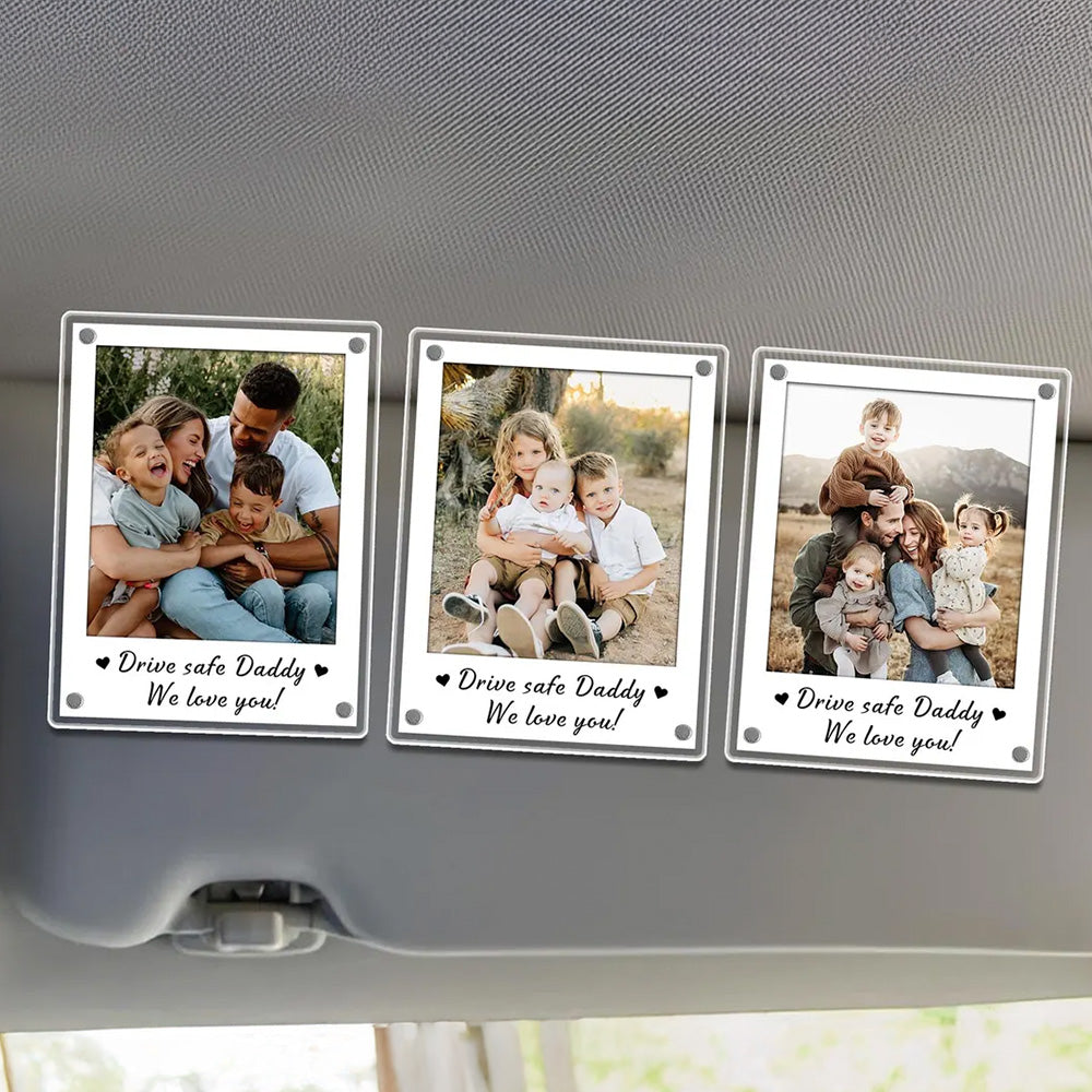 FREE PHOTO Custom Photo Car Visor Clip, Fathers Day Gift for Dad, Dad Gifts from Kids, Personalized Gift for Grandpa, Dad Birthday Gifts Pt99