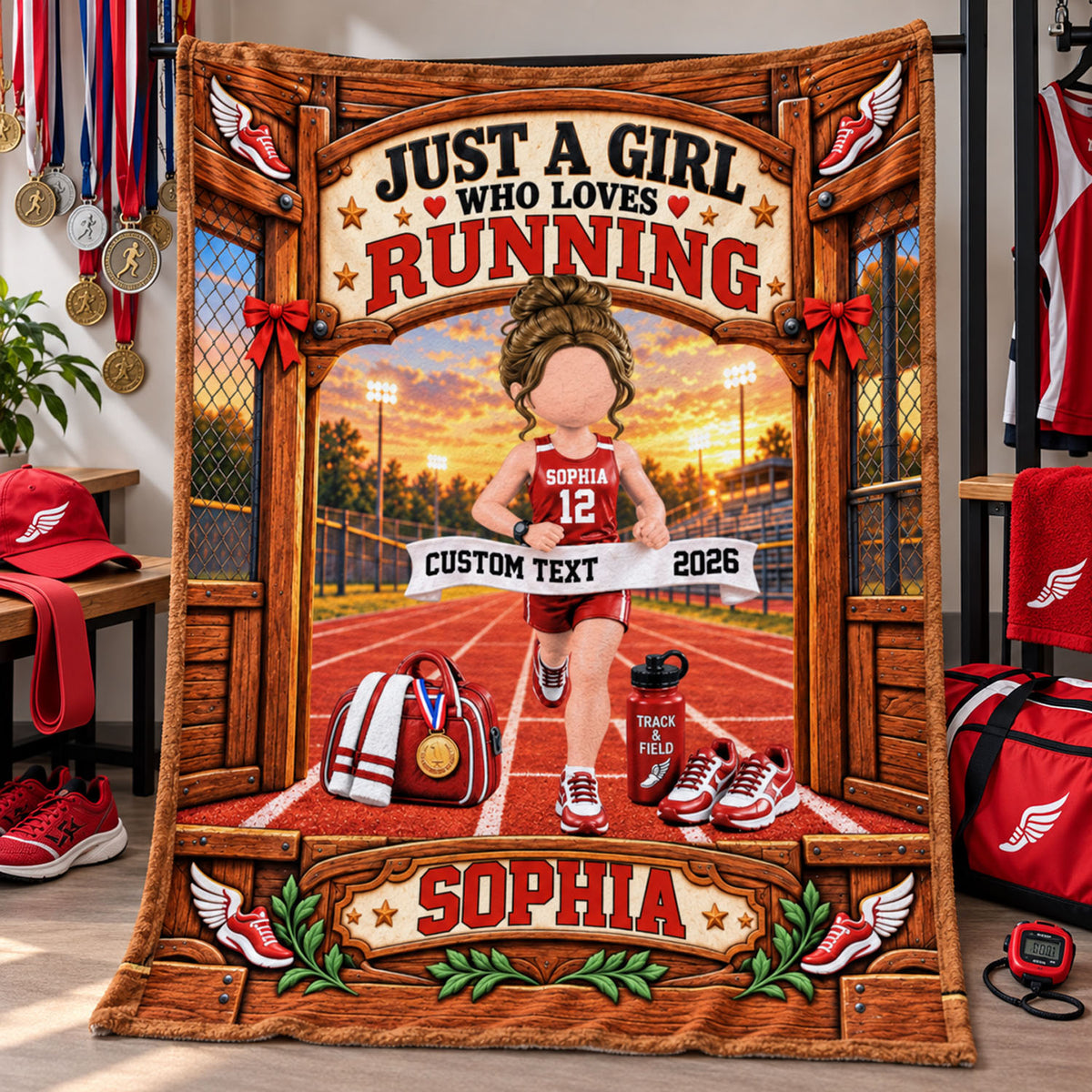 Just A Girl Who Loves Running Blanket, Personalized Running Blanket, Custom Name Running Gift, Gift for Runners Na02 Nh00 KL07