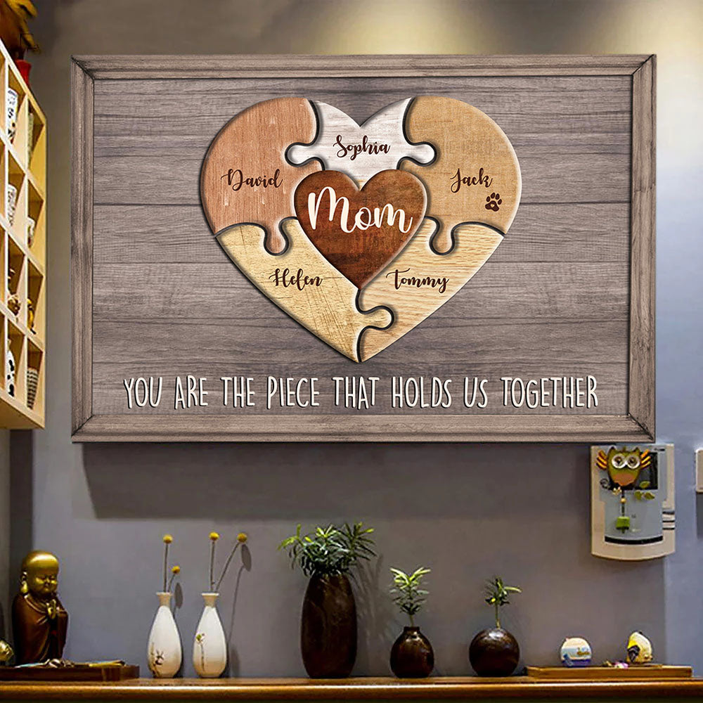 Puzzle Canvas - Mom You Are The Piece That Holds Us Together - Personalized Canvas Gift For Mother Grandma NA04 Pt99