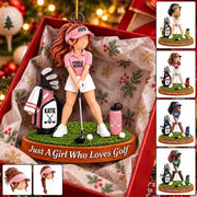 Just A Girl Who Loves Golf Ornament, Personalized Golf Christmas Ornament, Custom Name Gift Na02 VH01