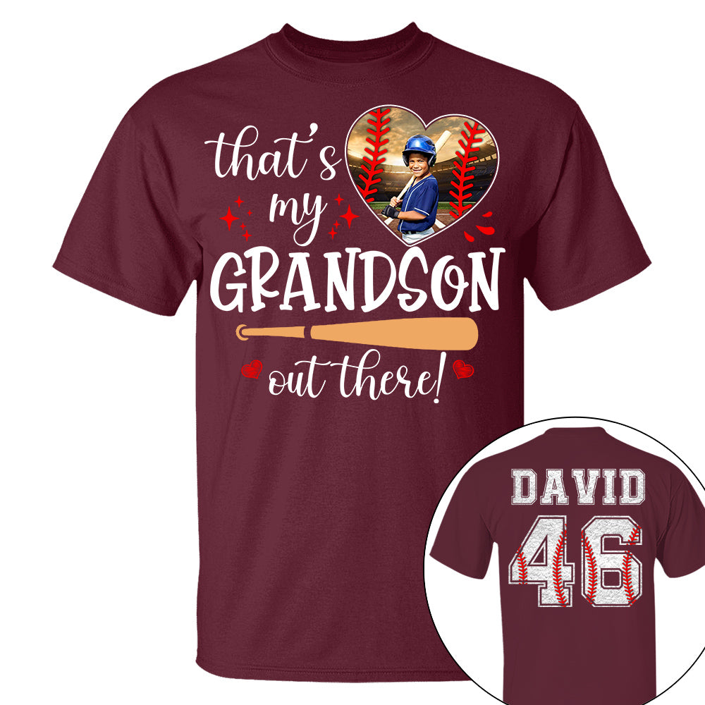 That's My Grandson Out There, Custom Photo Baseball Shirt, Gift For Baseball Lover, A2110 Nh00