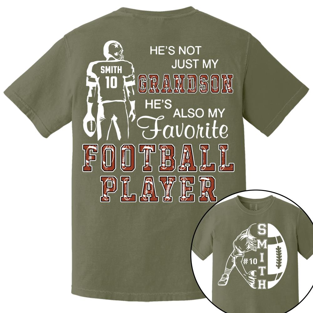 Not Just My Grandson, My Favorite Football Player, Custom Name & Number Football Shirt for Proud Mom, Grandma, Family A2110 Hv01