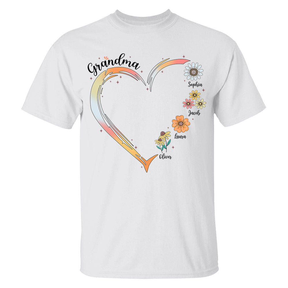 Grandma and Grandkids, Forever In Grandma's Heart - Family Personalized Custom Comfort Colors T-Shirt Do99