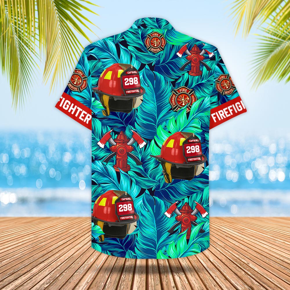 Personalized Firefighter Helmet Hawaiian Shirt Tropical Pattern Gift For Firefighter M0402 Phts