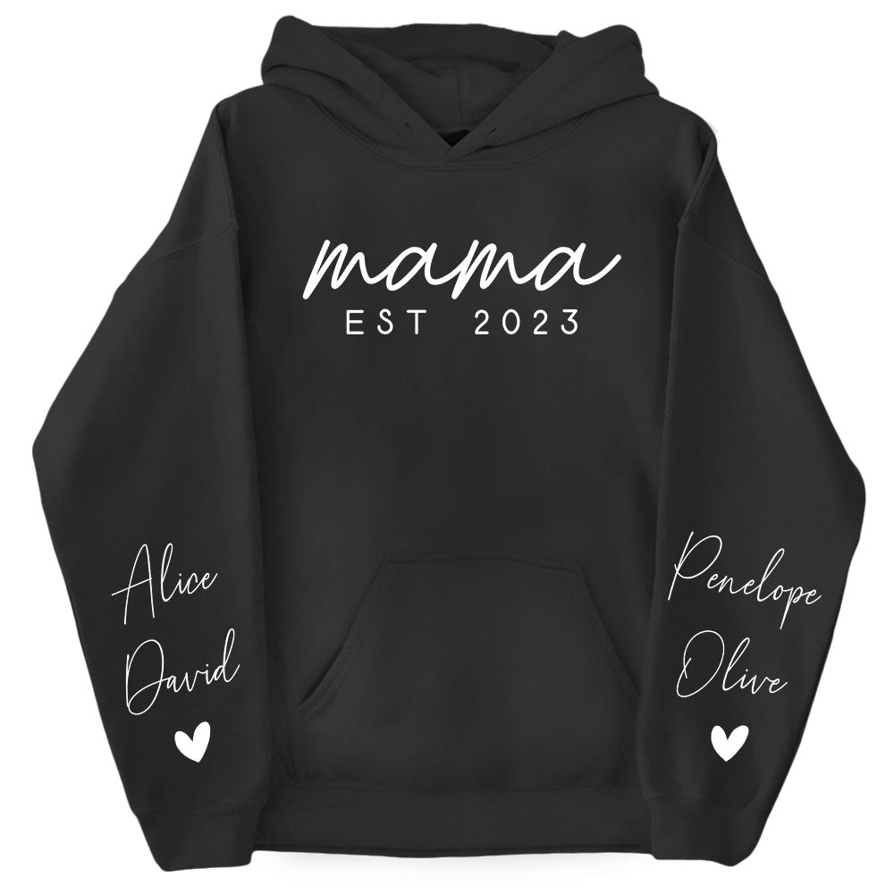Custom Mama Sweatshirt with Date and Children Name on Sleeve, Mama Sweatshirt, Minimalist Mama