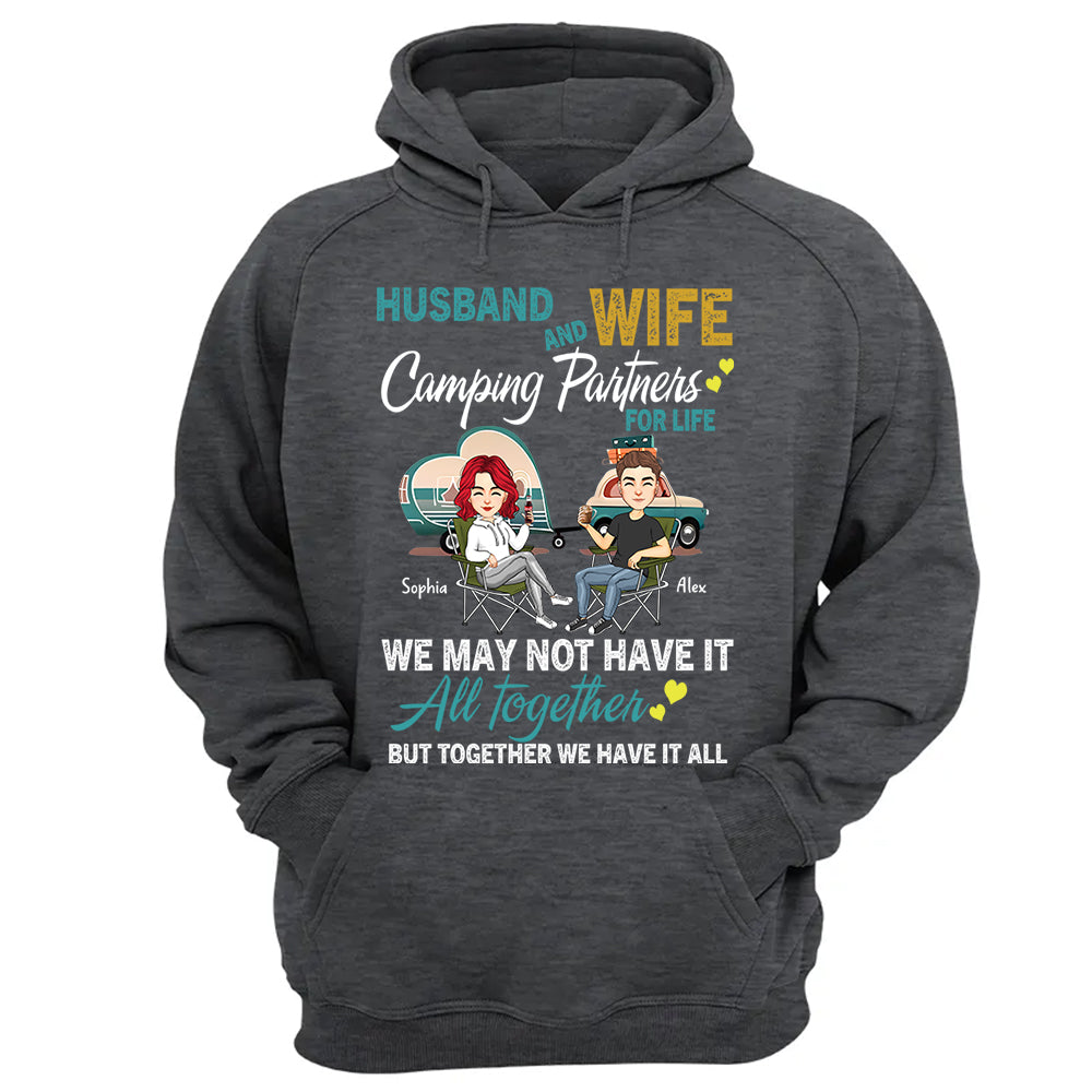 Husband And Wife Camping Partner For Life - Personalized Shirt For Couple Tm01