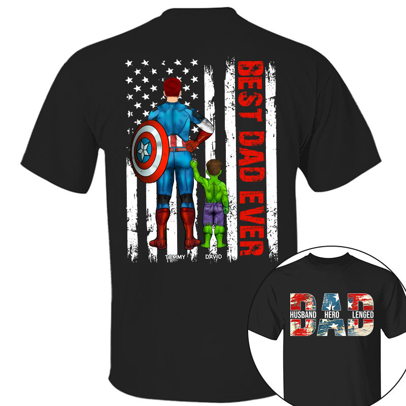 Husband Dad Hero Legend - Best Dad Ever Custom Shirt - Personalized Shirt For Dad Grandpa NA04 Pt99