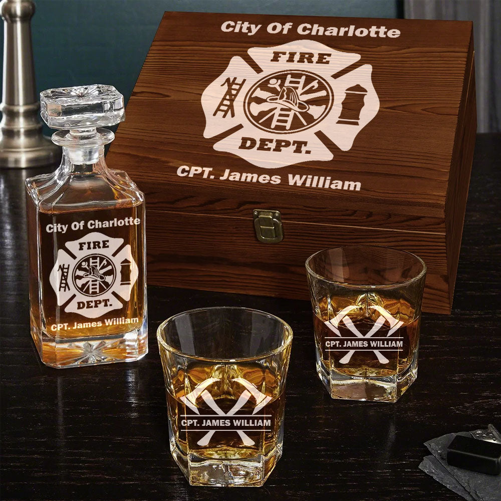 Firefighter Whiskey Decanter Set With Crossed Axe Glasses Fireman Gift Home Bar Gifts for Firefighters H2511 Trna