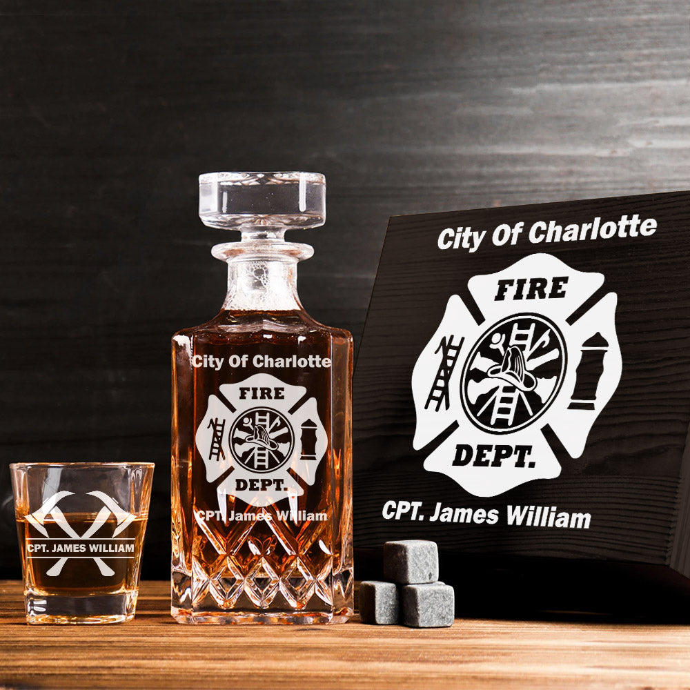 Firefighter Whiskey Decanter Set With Crossed Axe Glasses Fireman Gift Home Bar Gifts for Firefighters H2511 Trna