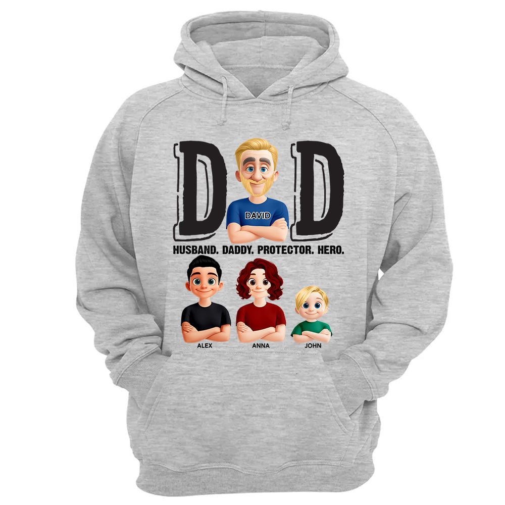 Dad Husband Daddy Protector Hero, Personalized Shirt, Father's Day Gift For Dad T1807 Nh00