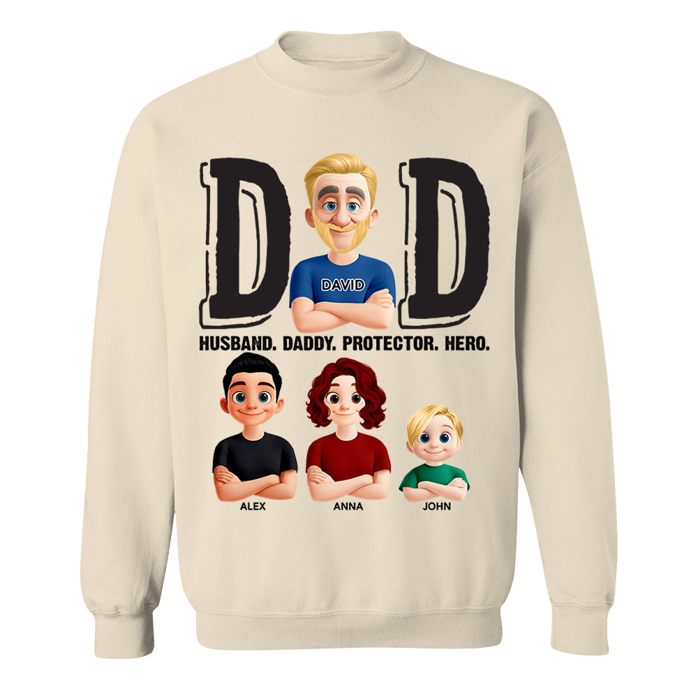 Dad Husband Daddy Protector Hero, Personalized Shirt, Father's Day Gift For Dad T1807 Nh00