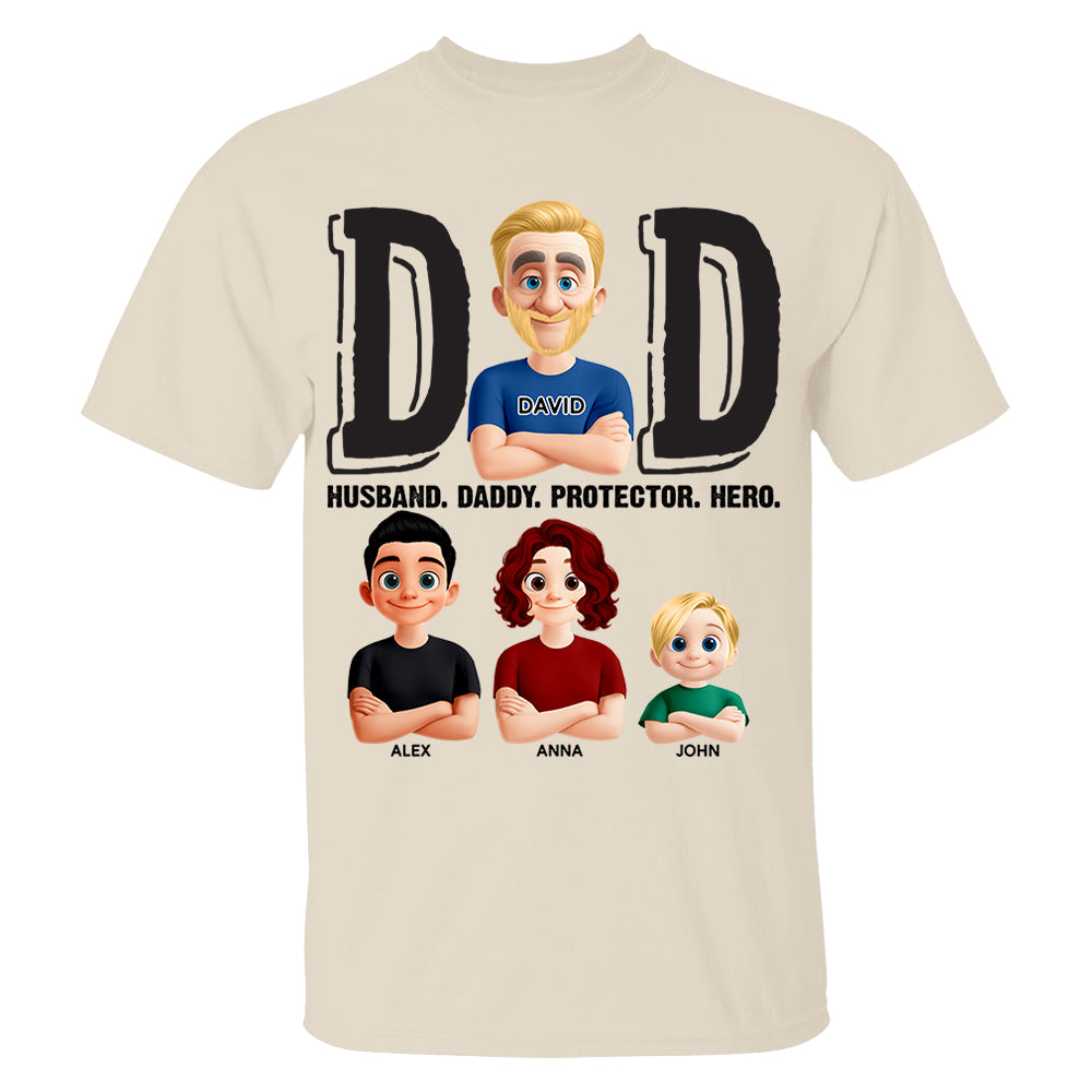 Dad Husband Daddy Protector Hero, Personalized Shirt, Father's Day Gift For Dad T1807 Nh00