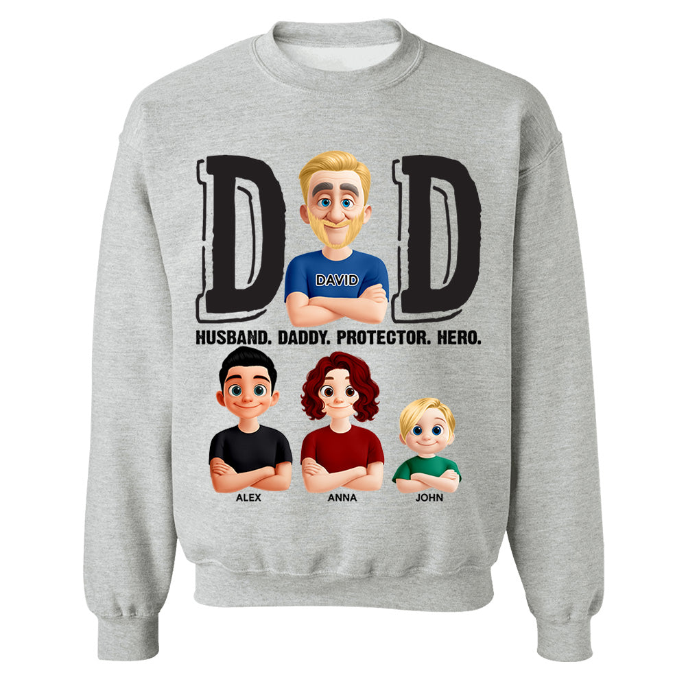 Dad Husband Daddy Protector Hero, Personalized Shirt, Father's Day Gift For Dad T1807 Nh00