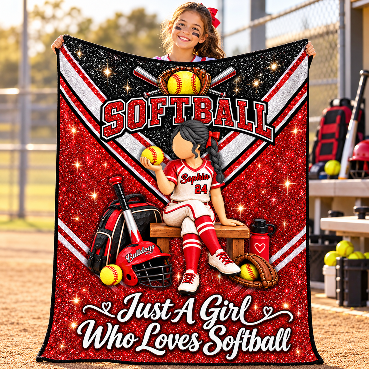Just A Girl Who Loves Softball - Personalized Blanket For Softball Lovers C2408 VH01 KL07