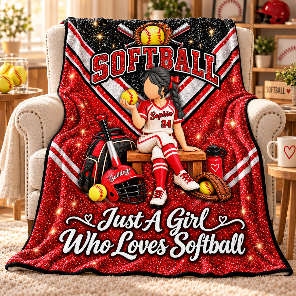 Just A Girl Who Loves Softball - Personalized Blanket For Softball Lovers C2408 VH01 KL07