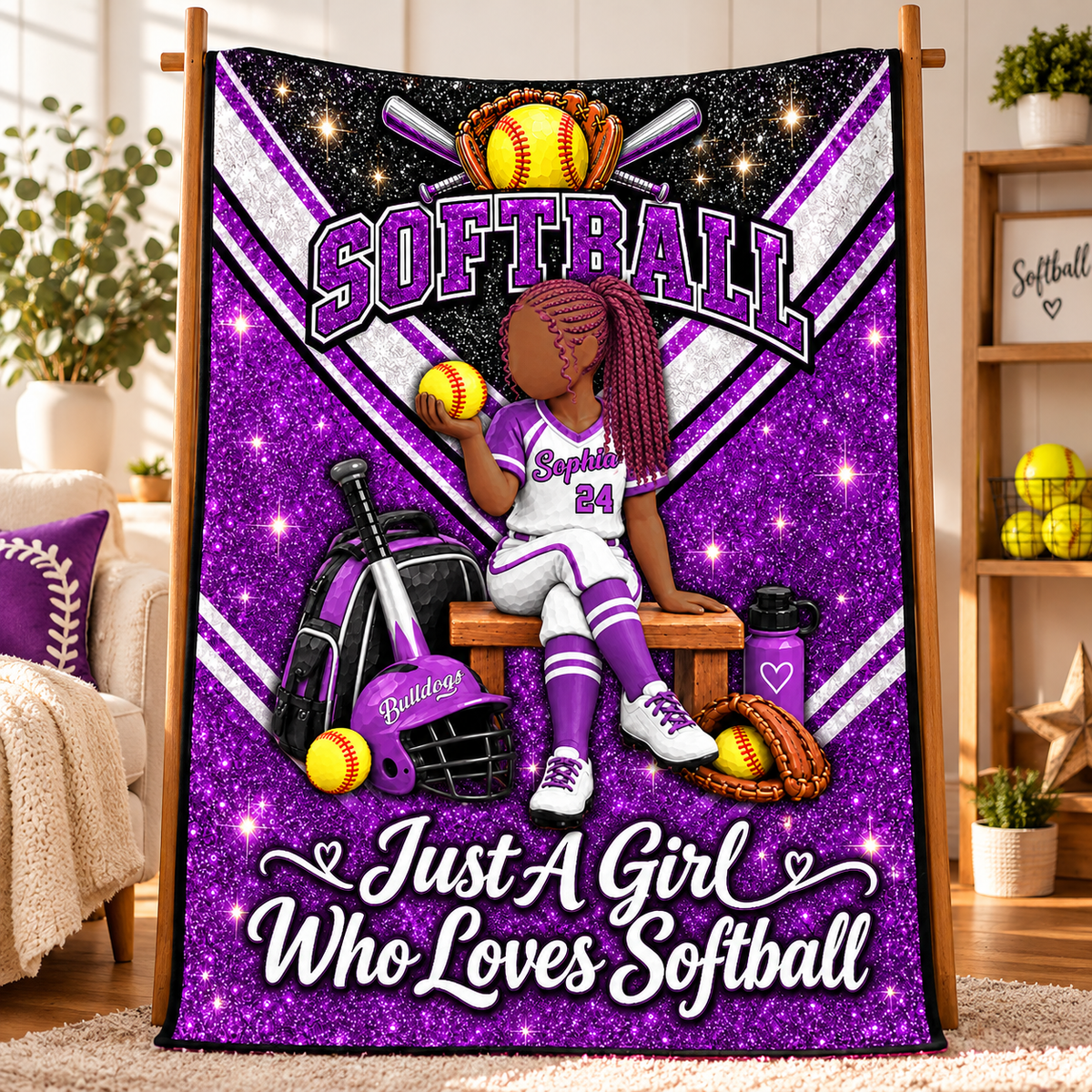 Just A Girl Who Loves Softball - Personalized Blanket For Softball Lovers C2408 VH01 KL07