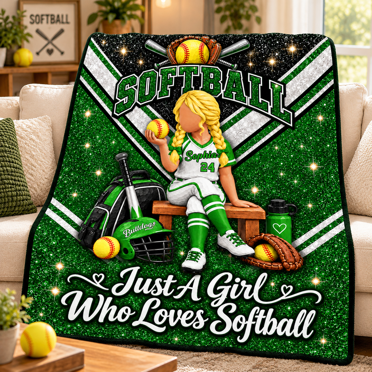 Just A Girl Who Loves Softball - Personalized Blanket For Softball Lovers C2408 VH01 KL07