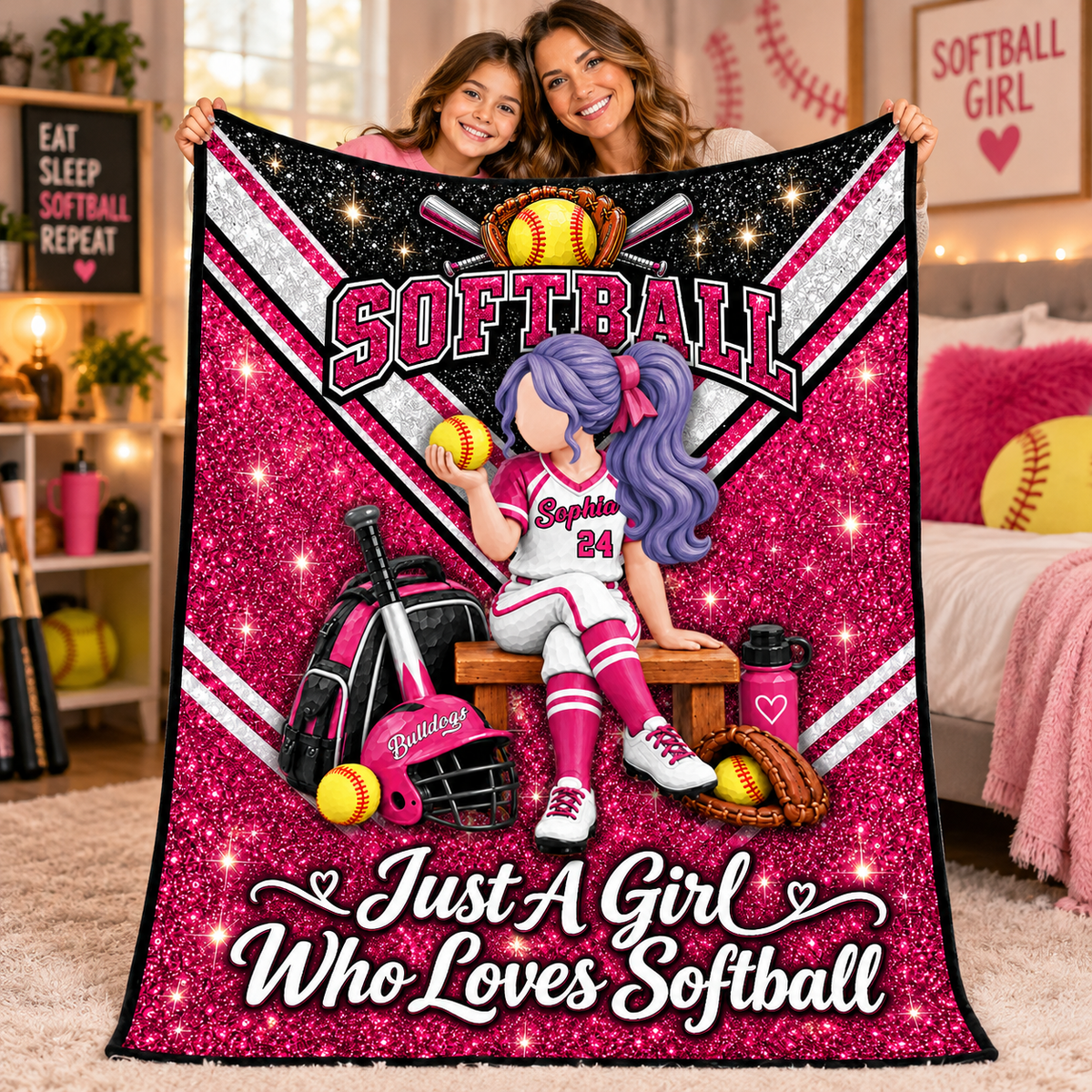 Just A Girl Who Loves Softball - Personalized Blanket For Softball Lovers C2408 VH01 KL07