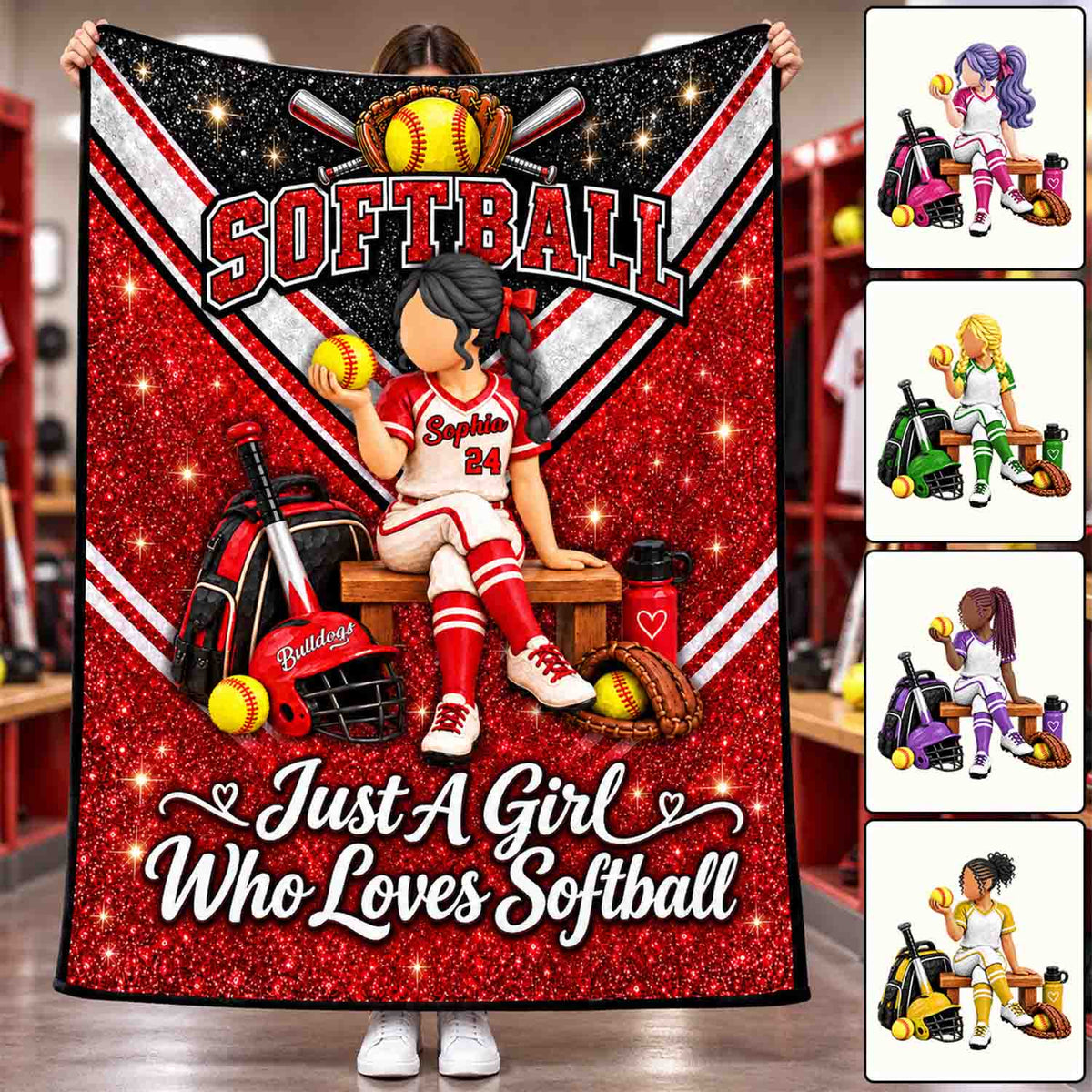 Just A Girl Who Loves Softball - Personalized Blanket For Softball Lovers C2408 VH01 KL07