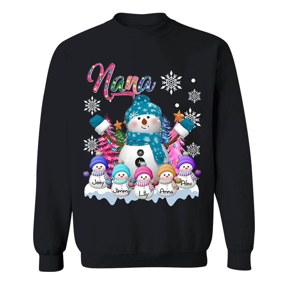 Grandma Snowman & Kid Christmas Tree Personalized Shirt Vr2 Nh00