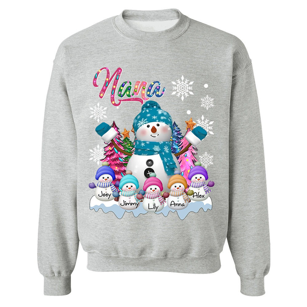 Grandma Snowman & Kid Christmas Tree Personalized Shirt Vr2 Nh00