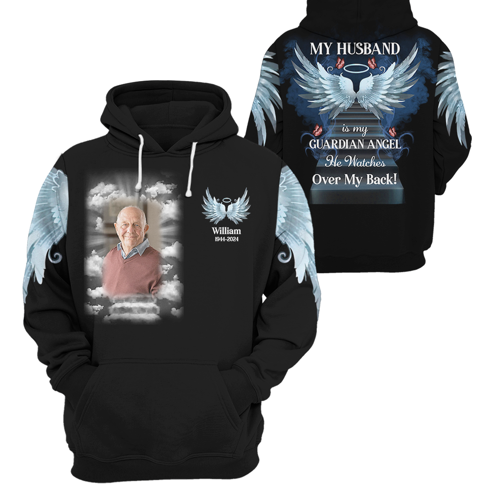 Never Walk Alone My Love Walks With Me - Personalized Photo Memorial Shirt Pa00