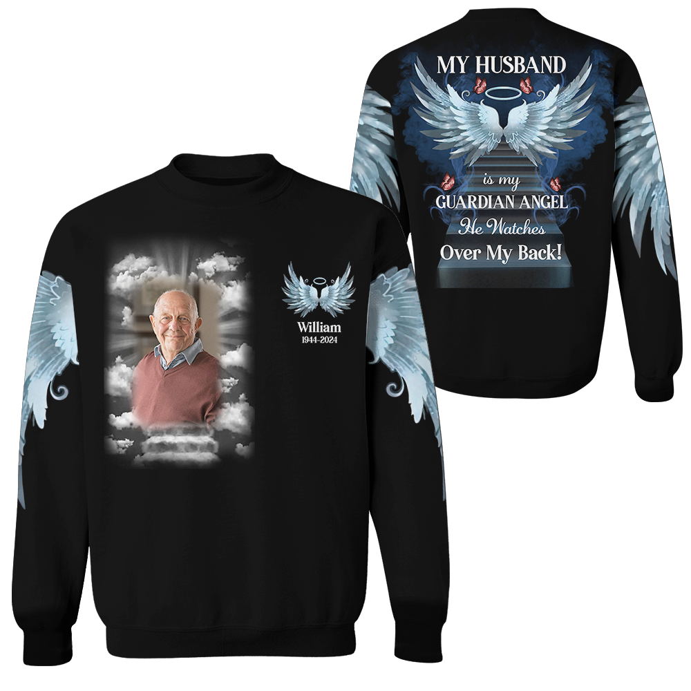 Never Walk Alone My Love Walks With Me - Personalized Photo Memorial Shirt Pa00