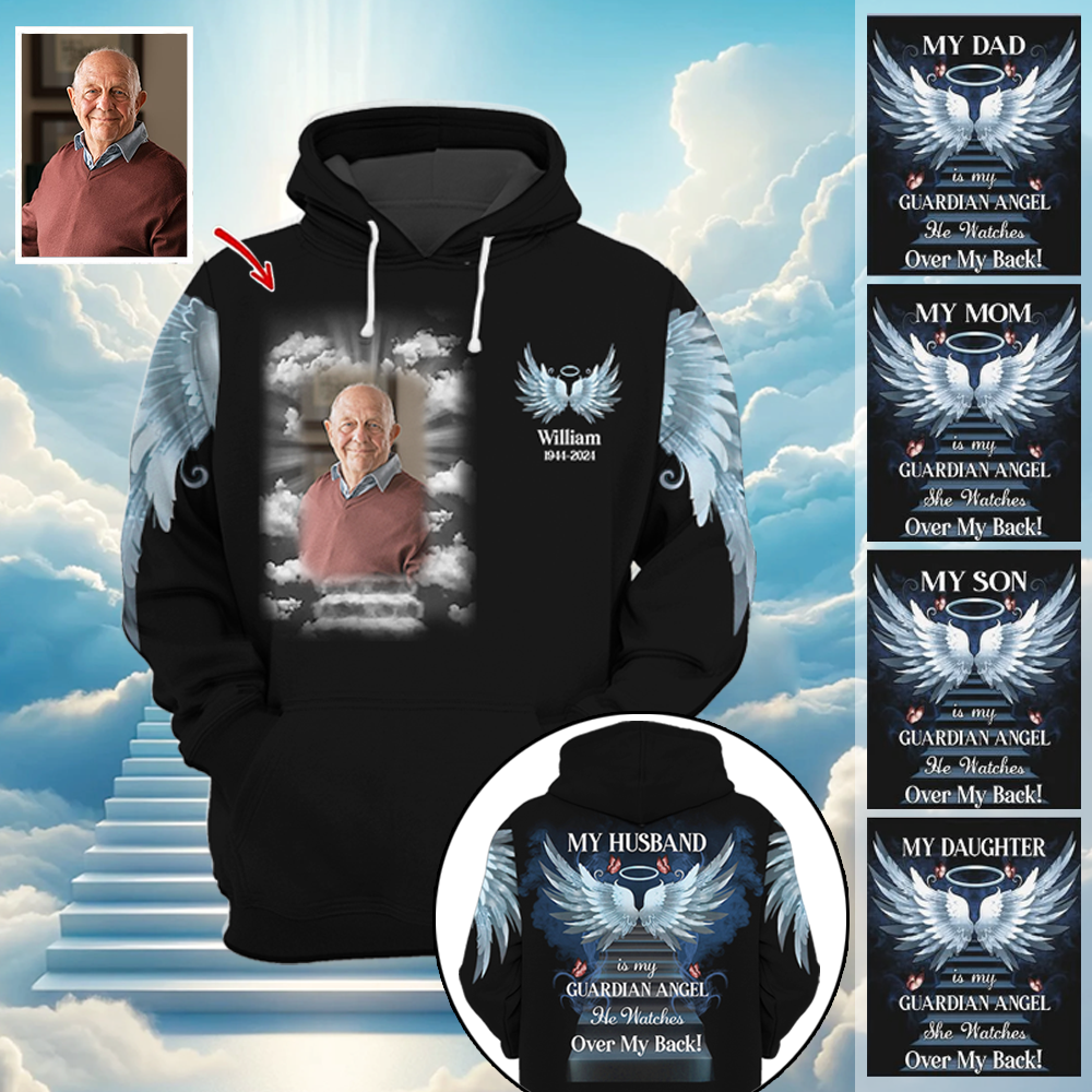 Never Walk Alone My Love Walks With Me - Personalized Photo Memorial Shirt Pa00