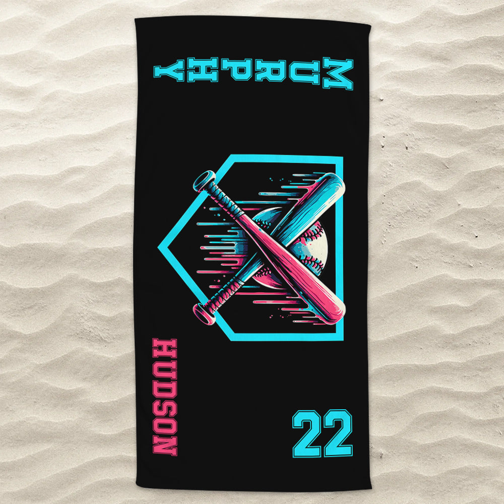 Personalized Drip Baseball Beach Towel, Pool Towel, Team Gift, Youth Baseball Gift A2110 Do99