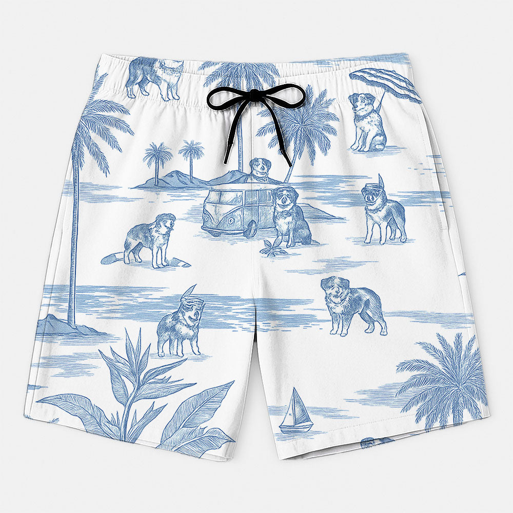 Australian Shepherd Toile De Jouy Style Hawaiian Shirt Pt99