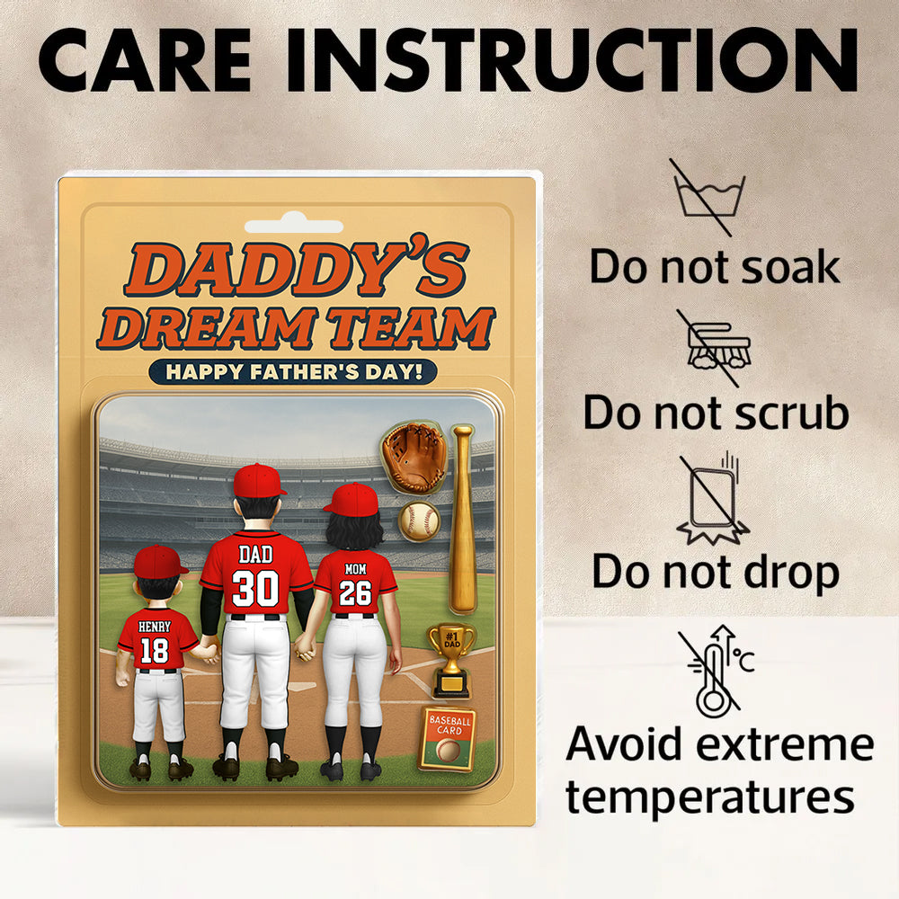 Daddy' Dream Team, Baseball Custom Figure Personalized Acrylic Block Plaque, Gift For Baseball Lover A2110 Hv01