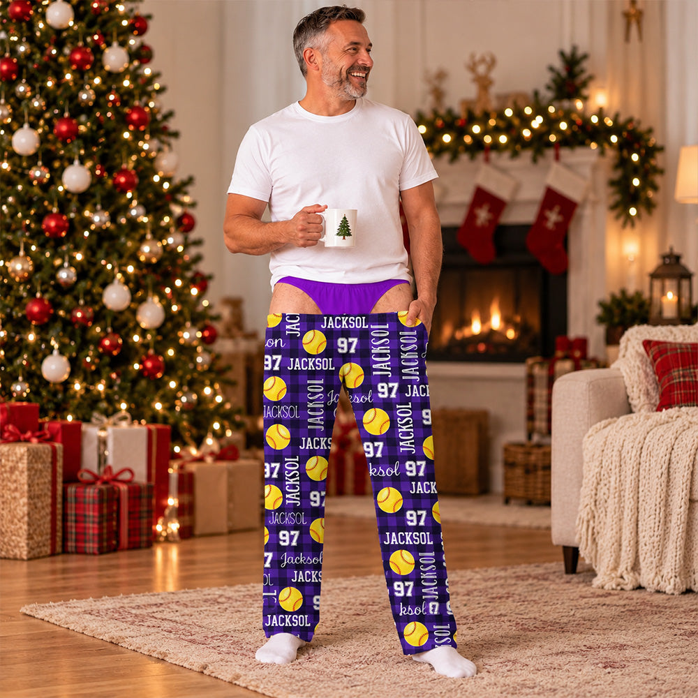 Personalized Funny Sport Drawstring Pajama Trousers Without Pockets, Custom Name Christmas Gift For Sport Lovers L0411 T24 DN10