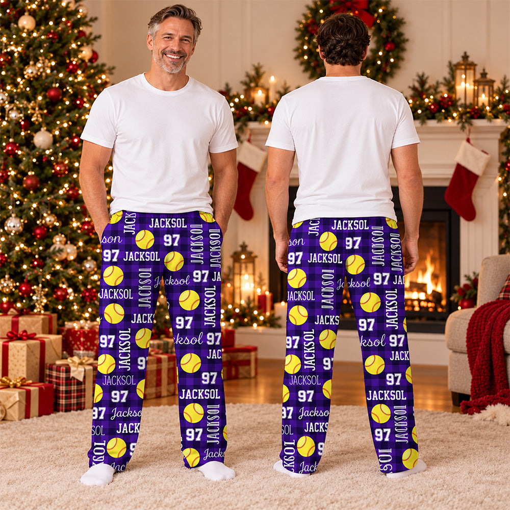 Personalized Funny Sport Drawstring Pajama Trousers Without Pockets, Custom Name Christmas Gift For Sport Lovers L0411 T24 DN10