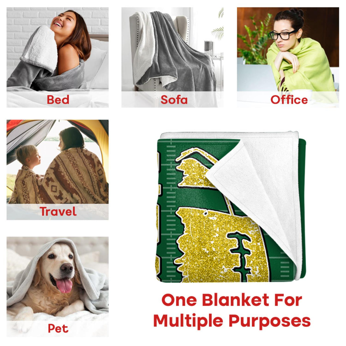 Personalized American Football Blanket - Matching Football Player Blanket - Custom Football Team NA04 Hv01 KL07