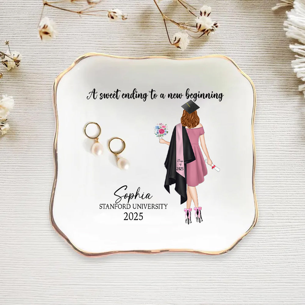 Personalized Graduation Gift For Her, Custom Jewelry Tray, Class Of 2025 Gift, College Grad Gift For Daughter, Jewelry Ring Holder For Girls Hv01