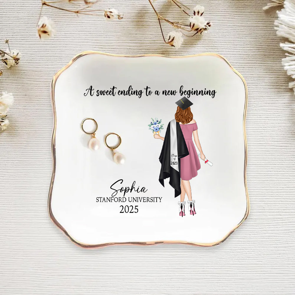 Personalized Graduation Gift For Her, Custom Jewelry Tray, Class Of 2025 Gift, College Grad Gift For Daughter, Jewelry Ring Holder For Girls Hv01