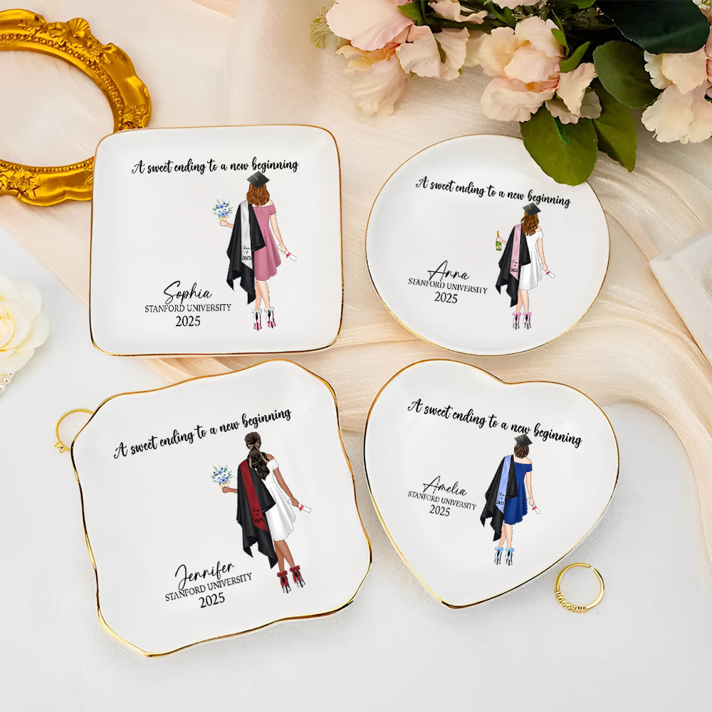Personalized Graduation Gift For Her, Custom Jewelry Tray, Class Of 2025 Gift, College Grad Gift For Daughter, Jewelry Ring Holder For Girls Hv01