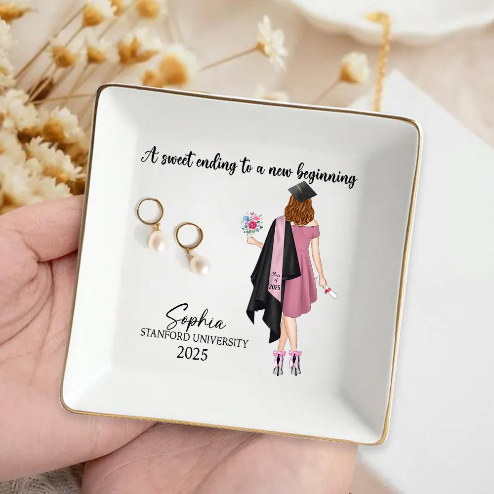 Personalized Graduation Gift For Her, Custom Jewelry Tray, Class Of 2025 Gift, College Grad Gift For Daughter, Jewelry Ring Holder For Girls Hv01