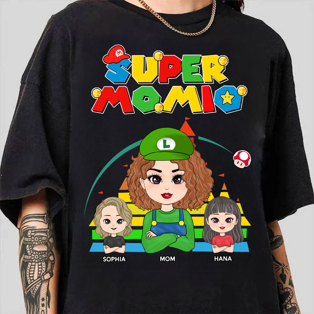 Super Mommio - Personalized Funny Shirt For Mom Grandma Aunt Custom Nickname and Kids Vr2 Pt99