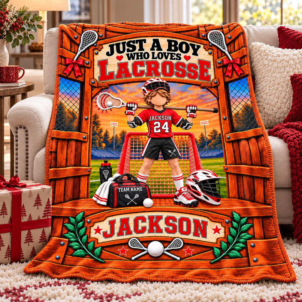 Just A Boy Who Loves Lacrosse, Personalized Lacrosse Blanket, Custom Player Name Gift, Gift For Lacrosse Players Lacrosse Lover T1807 Nh00 TL06
